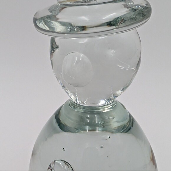 Vintage Blenko Glass Snowman 6.25" Crystal Clear Figurine Paperweight 711A 76A - Picture 8 of 13
